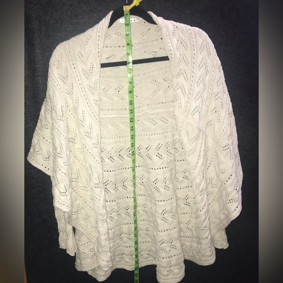 Cabi Knit Open Front Circle Cardigan Off White‎ Beige Eyelet Size XS - Picture 8 of 9